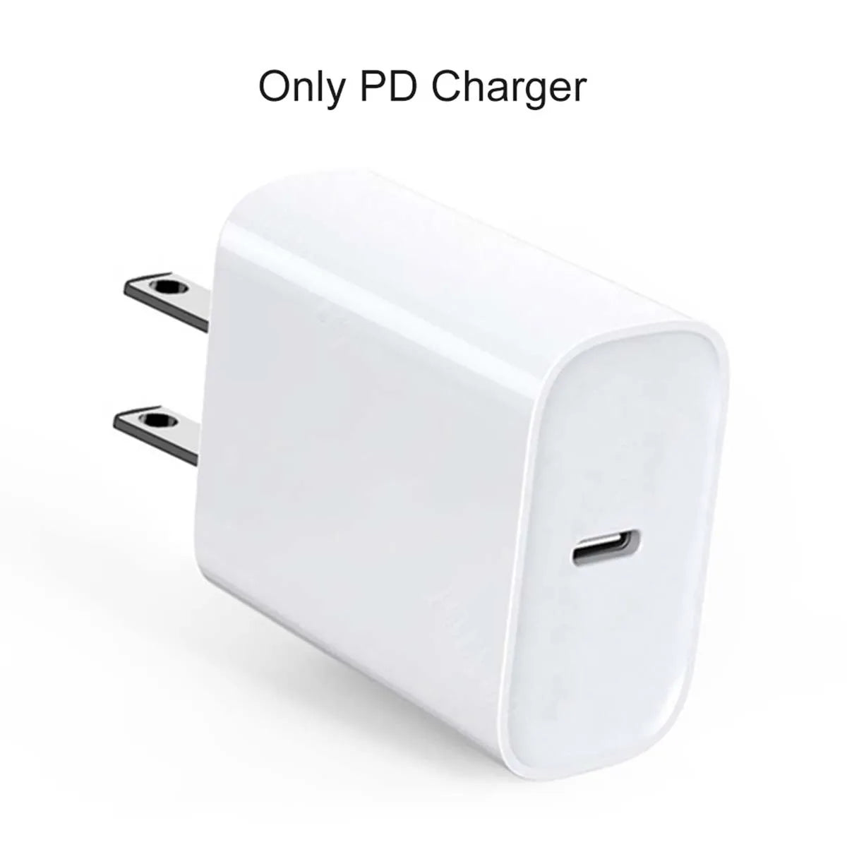 White power adapter with USB-C port on a white background