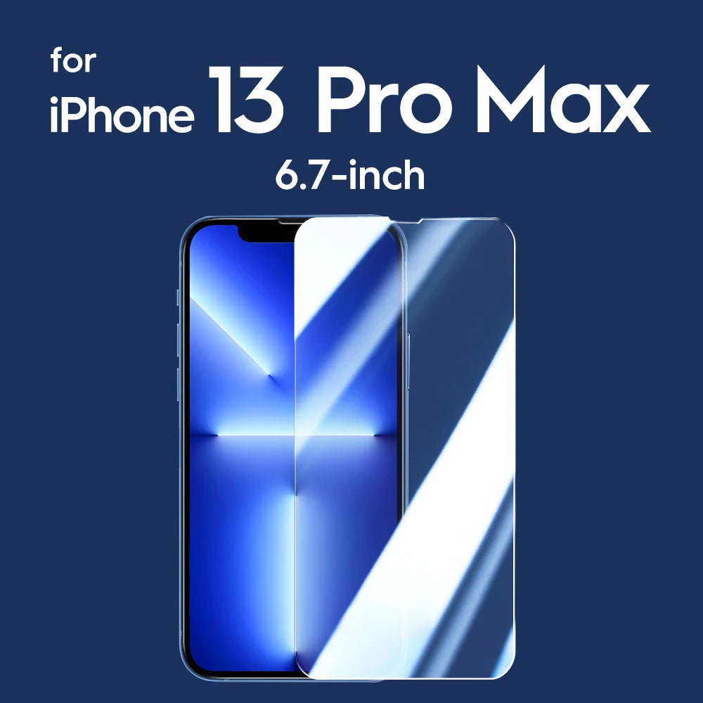 Screen protector for iPhone 13 Pro Max on a dark blue background