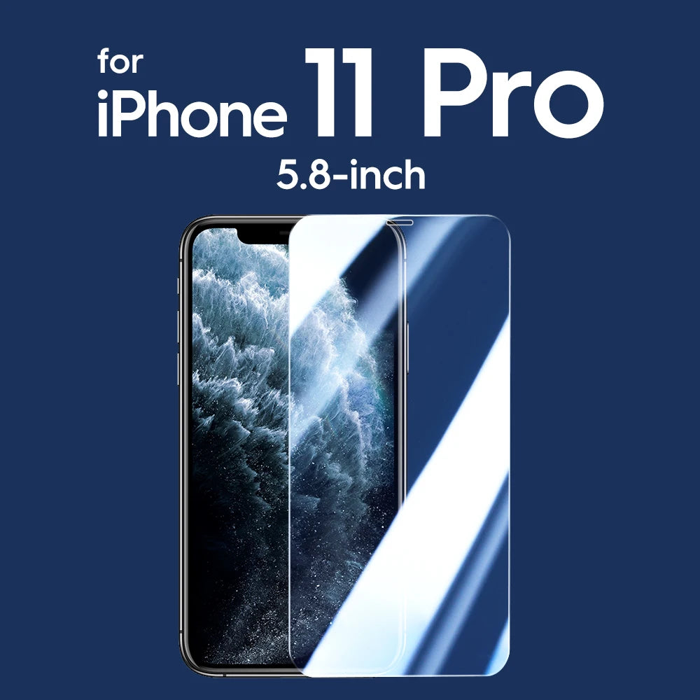 Screen protector for iPhone 11 Pro with 5.8-inch display on a blue background