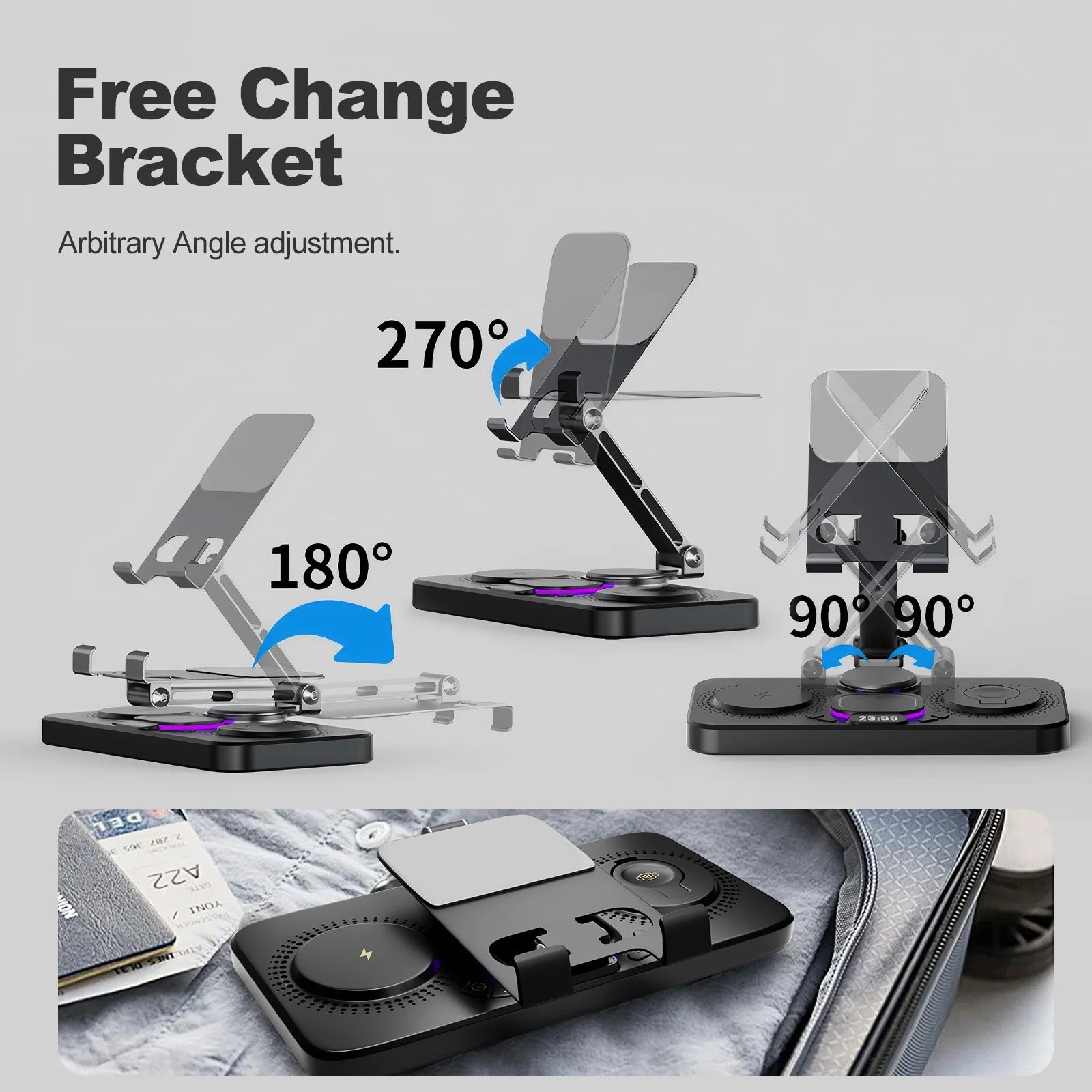 Free Change Bracket with arbitrary angle adjustment on a gray background