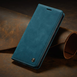 blue Retro Leather Wallet Case